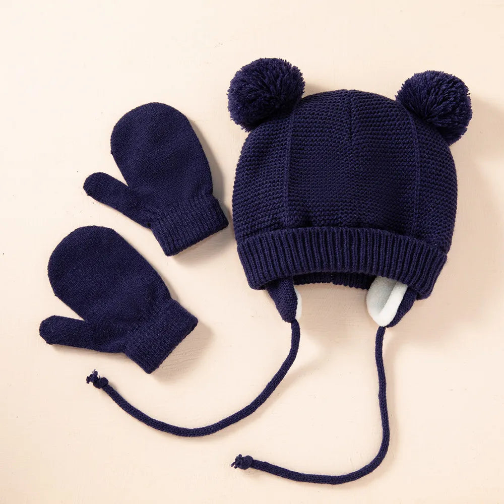 Children's Knitted Hat Gloves Hat and Glove Set