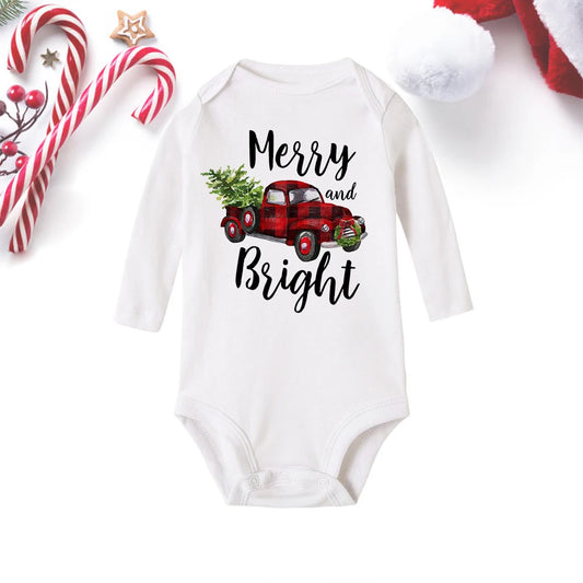 Merry Christmas Toddler Baby Long Sleeve Romper