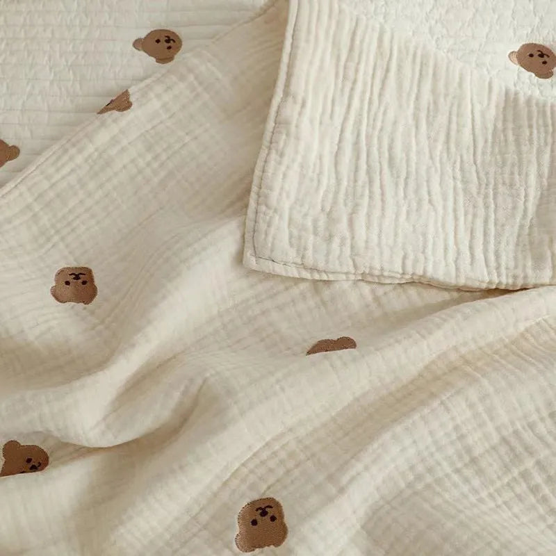 Bear Embroidery Kids Sleeping Blanket