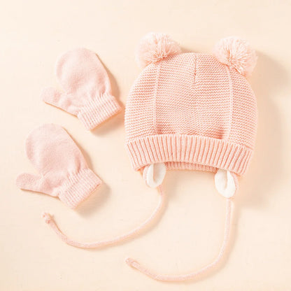 Children's Knitted Hat Gloves Hat and Glove Set