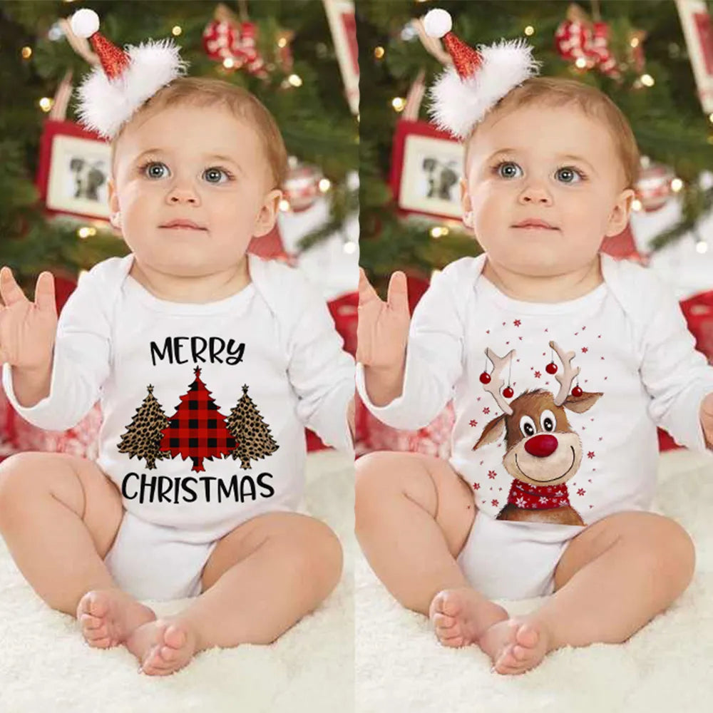 Merry Christmas Toddler Baby Long Sleeve Romper