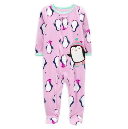 Zipper Fleece Newborn Girls Romper