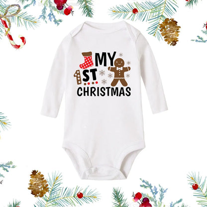 My First Christmas Newborn Baby White Long Sleeve Romper