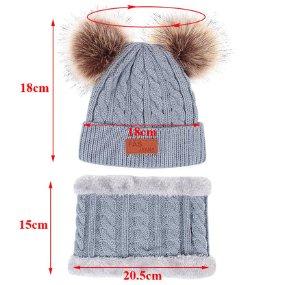 3Pcs Winter Baby Hat Scarf Gloves Set