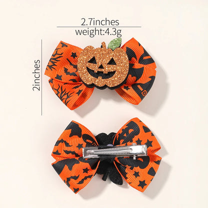 4Pcs Newborn Halloween Bow Hair Clips