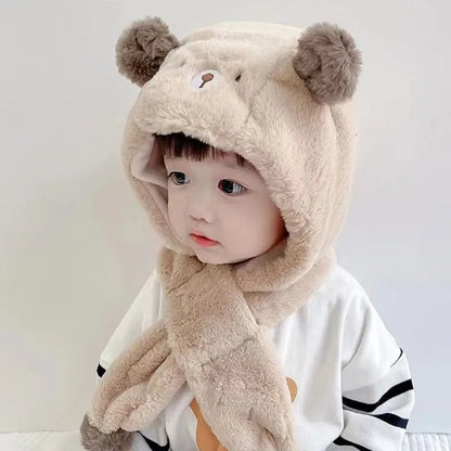 Cute Bear Baby Plush Hat Scarf Gloves