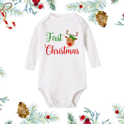 My First Christmas Newborn Baby White Long Sleeve Romper