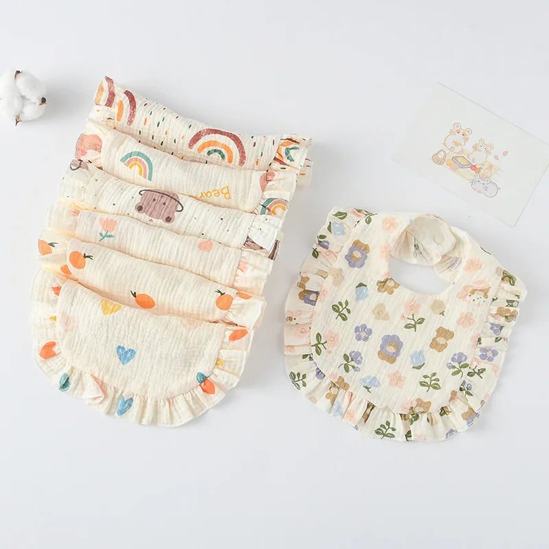 Cute Cotton Gauze Baby Feeding Drool Bib