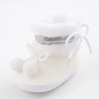 Plush Patchwork Baby Shoes with Non-skid Soles and Cotton Padding