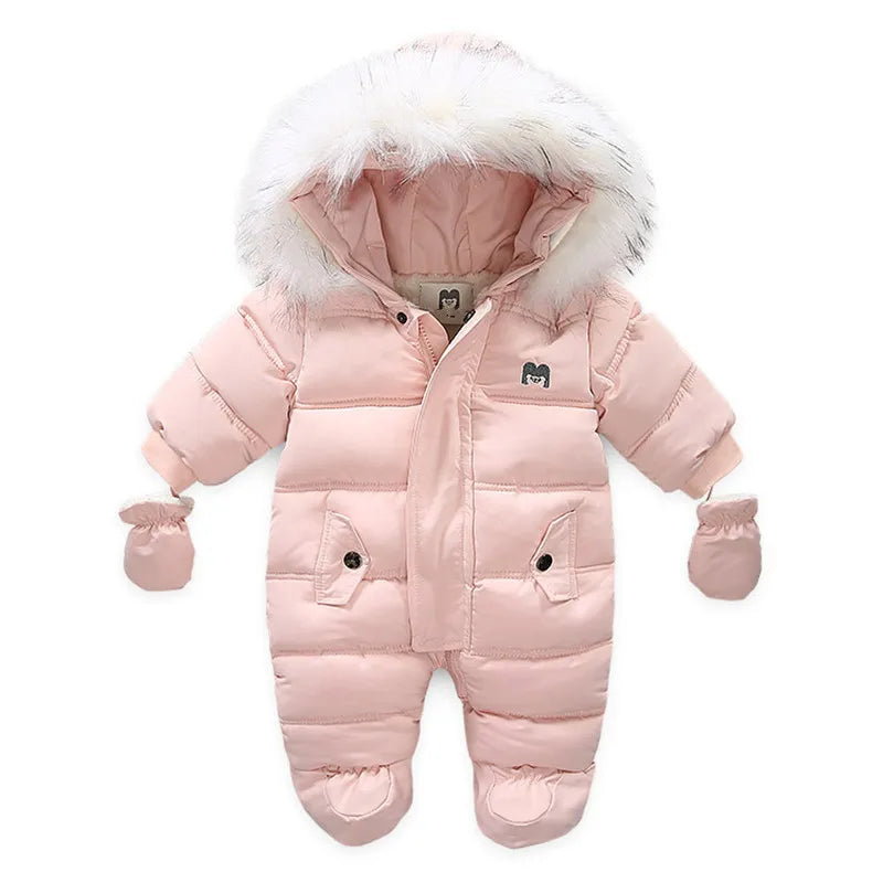 Thick Warm Infant Hooded Inside Fleece Rompers