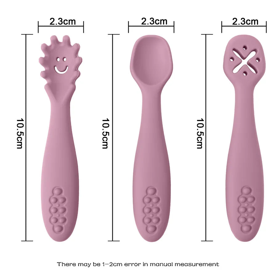 3PCS Cute Baby Learning Spoons Utensils Set