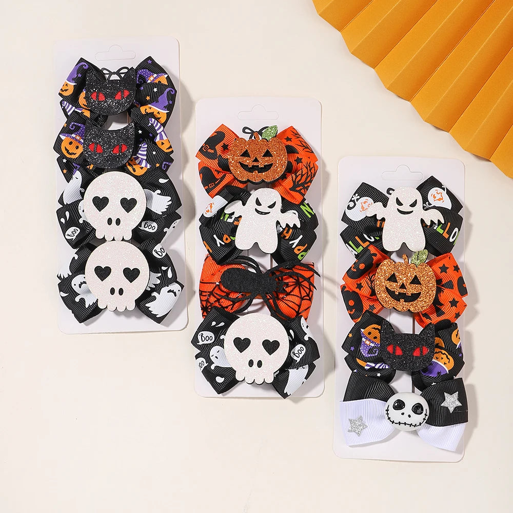 4Pcs Newborn Halloween Bow Hair Clips