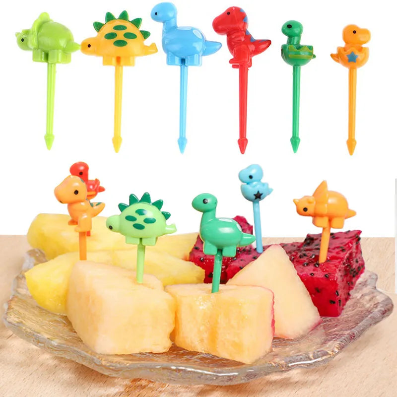 6pcs/set Cute Dinosaur Fruit Fork