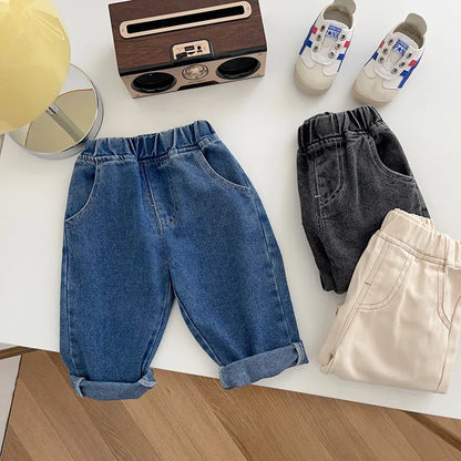 Solid Color Kids Denim Pants