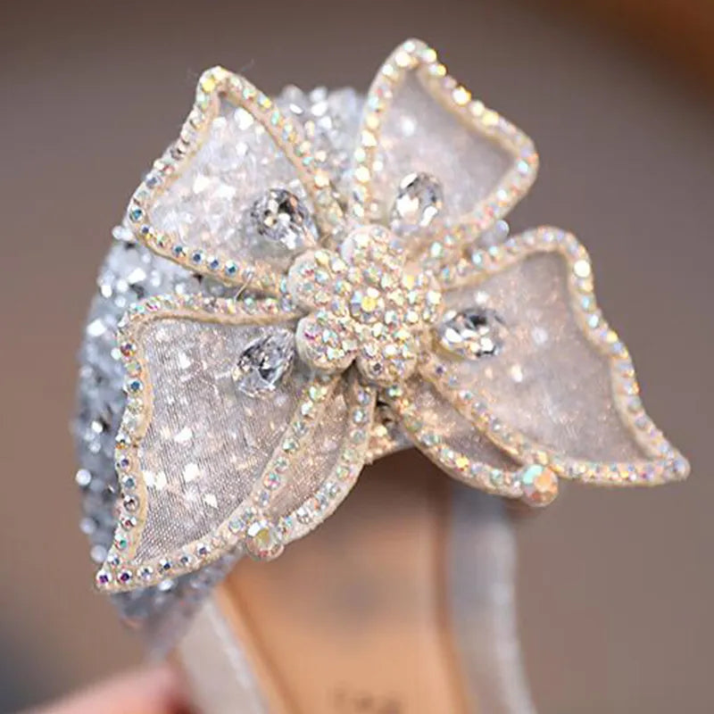 Sequins Rhinestone Bow Girls Princess Shoes