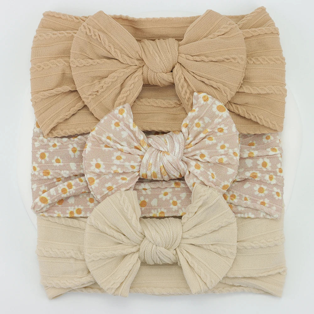 3Pcs/Set Baby Girl Headband Knit Baby Bows