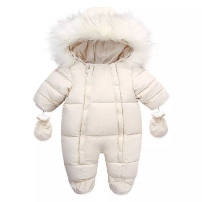 Thick Warm Infant Hooded Inside Fleece Rompers