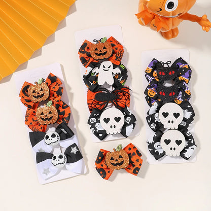 4Pcs Newborn Halloween Bow Hair Clips