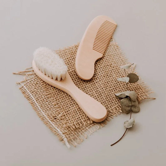 Natural Wooden Boys Girls Soft Wool Hair Brush