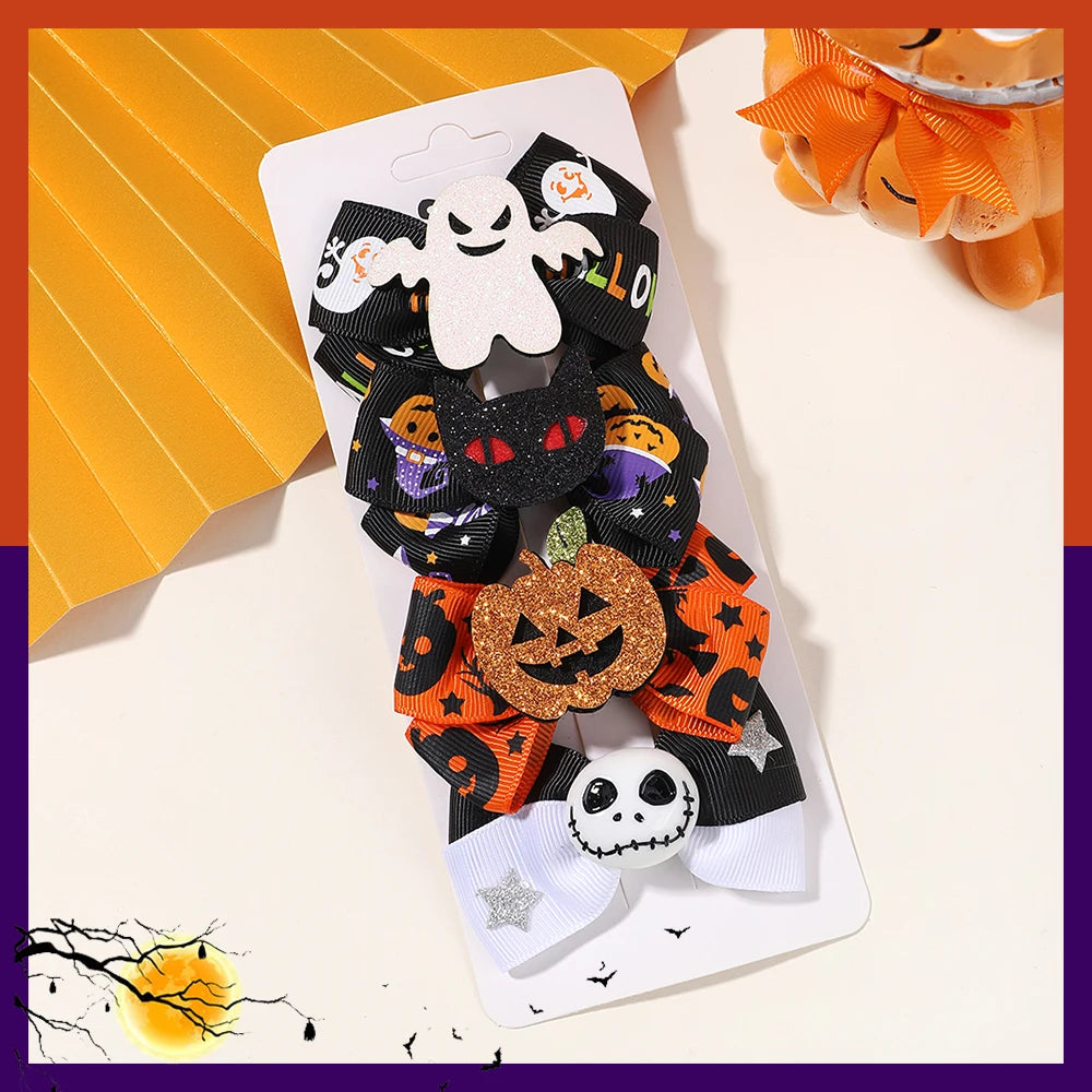 4Pcs Newborn Halloween Bow Hair Clips