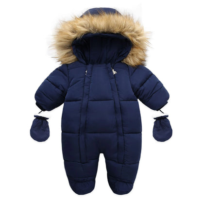 Thick Warm Infant Hooded Inside Fleece Rompers