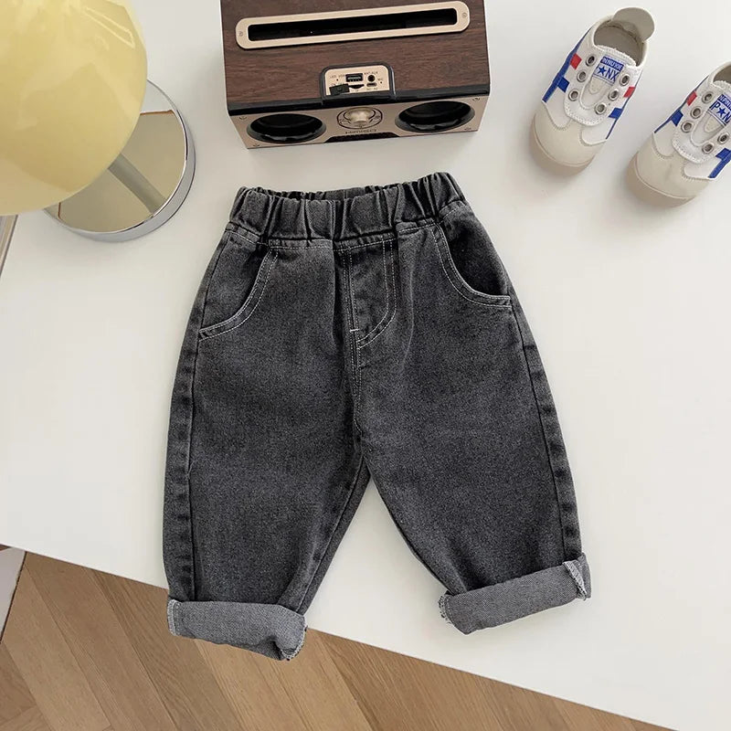 Solid Color Kids Denim Pants