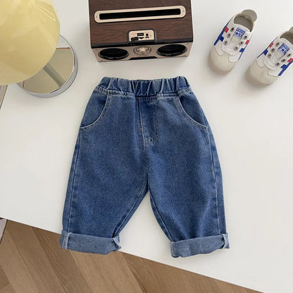 Solid Color Kids Denim Pants