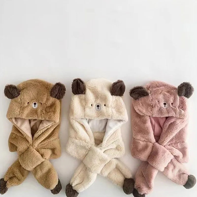 Cute Bear Baby Plush Hat Scarf Gloves