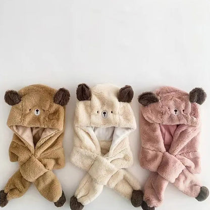 Cute Bear Baby Plush Hat Scarf Gloves