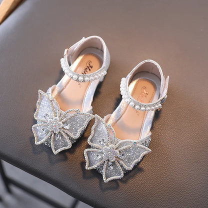 Sequins Rhinestone Bow Girls Princess Shoes