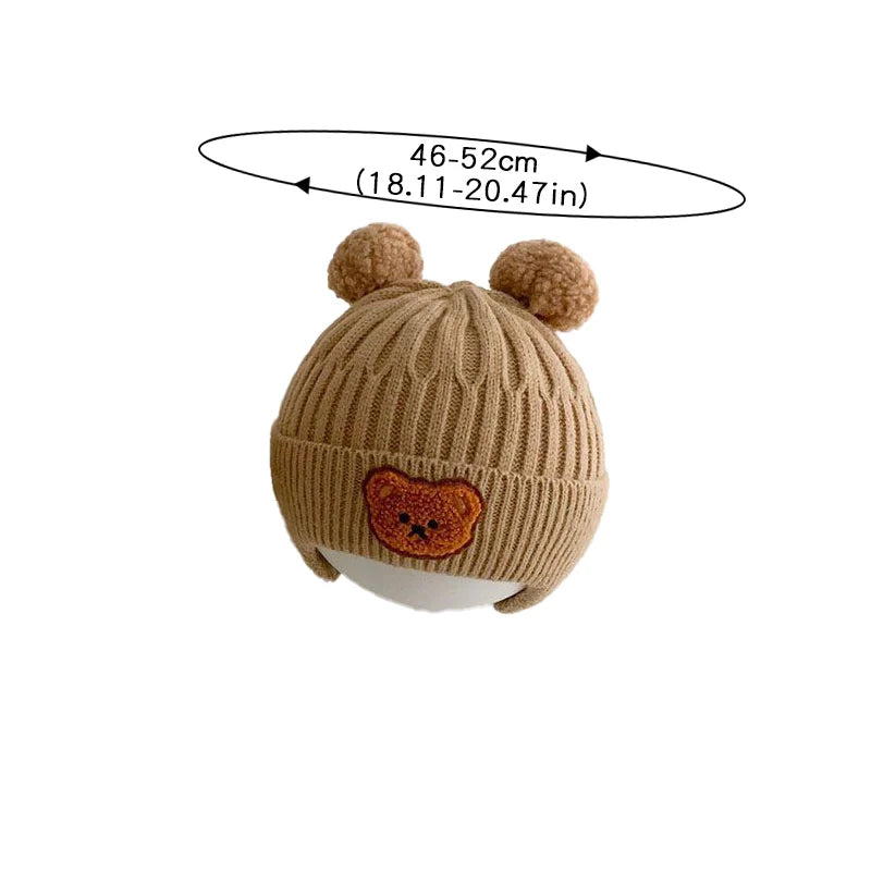 2Pcs Cute Bear Baby Hat Gloves Set