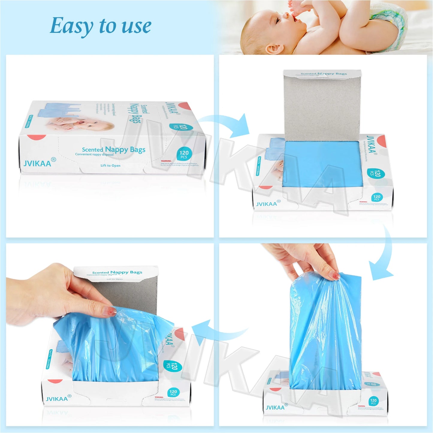 120PCS Disposable Nappy Bags